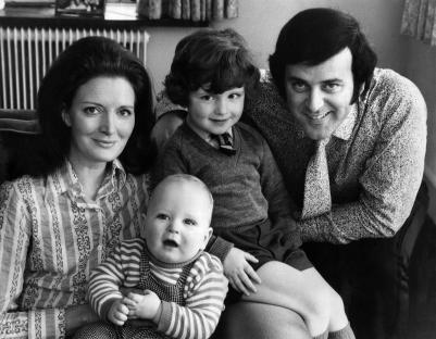 Black and white photo of Helen Wogan with her sons Alan and Mark.