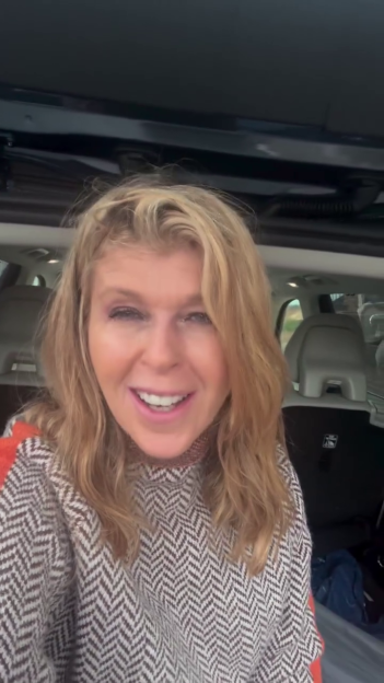 Kate Garraway in a car, dropping her daughter off at university.
