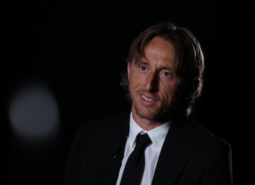 MILAN, ITALY - AUGUST 04: Luka Modric of AC Milan speaks during an interview at Casa Milan on August 04, 2025 in Milan, Italy. (Photo by Claudio Villa/AC Milan via Getty Images)