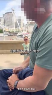 A failed Apple Pay prank.