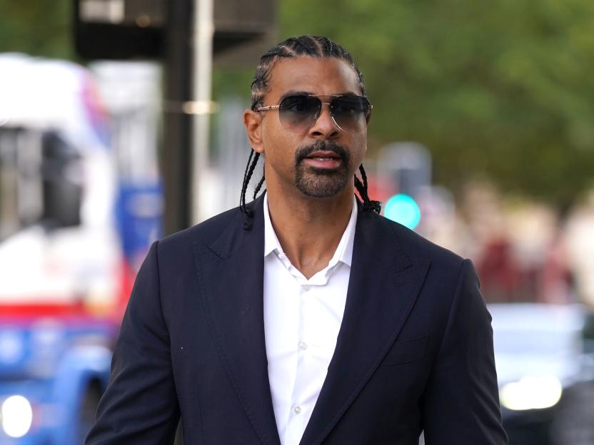 David Haye arriving at court, charged with assault.