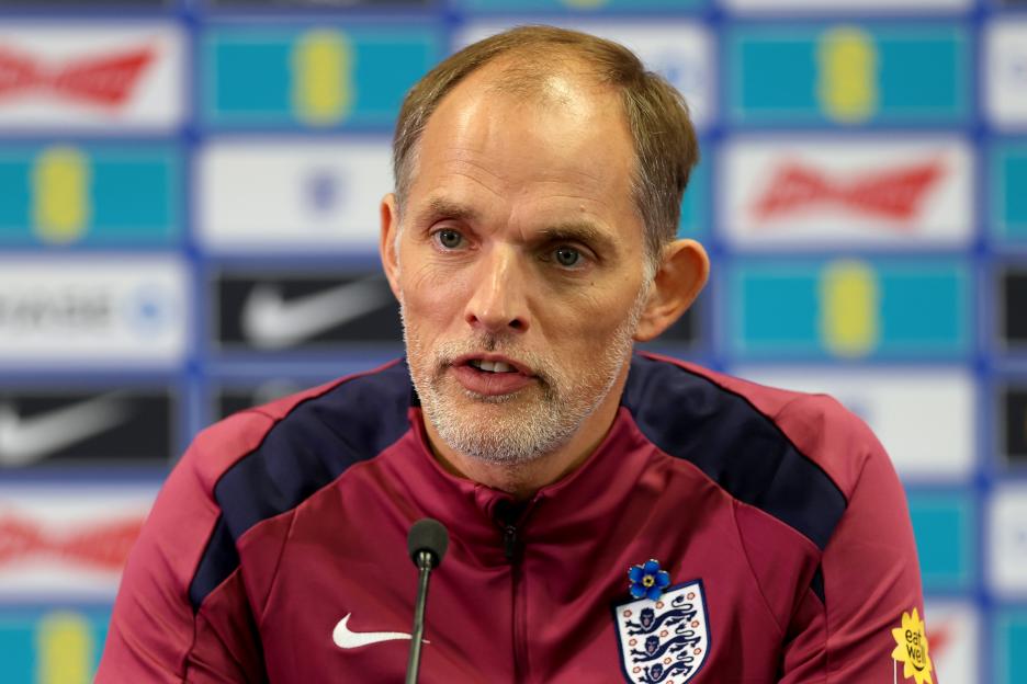 Thomas Tuchel, Head Coach of England, at a press conference.