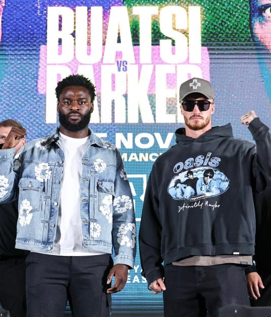 Joshua Buatsi and Dan Azeez facing off before their fight.