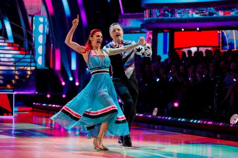 Dianne Buswell and Chris McCausland dancing on Strictly Come Dancing.