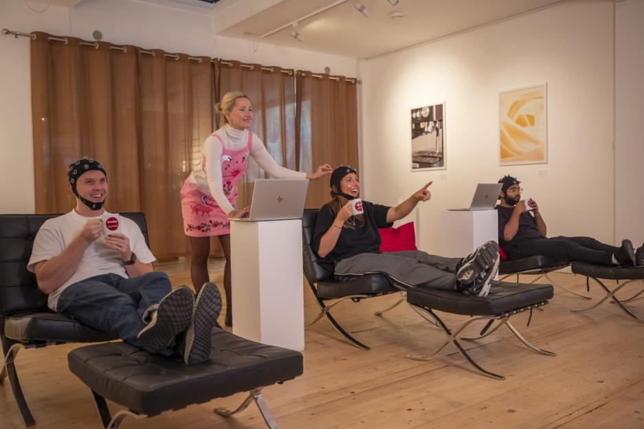 *** FREE FOR EDITORIAL USE ***. To celebrate the launch of Breville's new Barista Series espresso machines, The Art of the Espresso Café brings coffee to life - featuring an immersive experience that translates guests' brainwaves into personalized artworks.