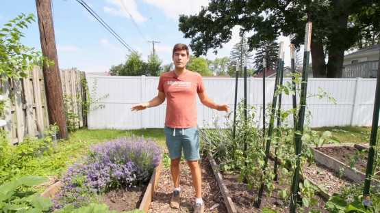 Man standing in a garden.