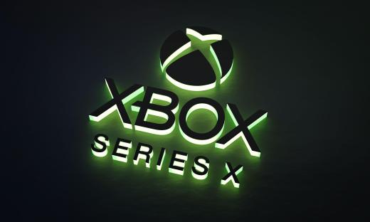 Xbox Series X logo with green lighting.
