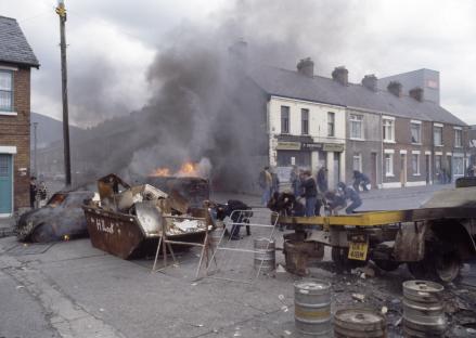 Rioting in Belfast following the death of Bobby Sands.