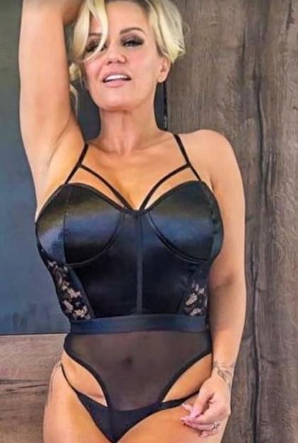 Kerry Katona in lingerie promoting her OnlyFans.