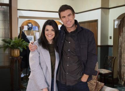 Natalie Anderson and James Cartwright in a Coronation Street scene.