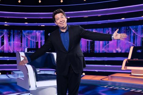 Michael McIntyre on the set of The Wheel.