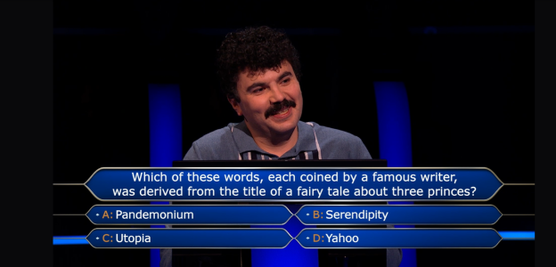 Who Wants To Be A Millionaire? contestant answering a question about words coined by famous writers.