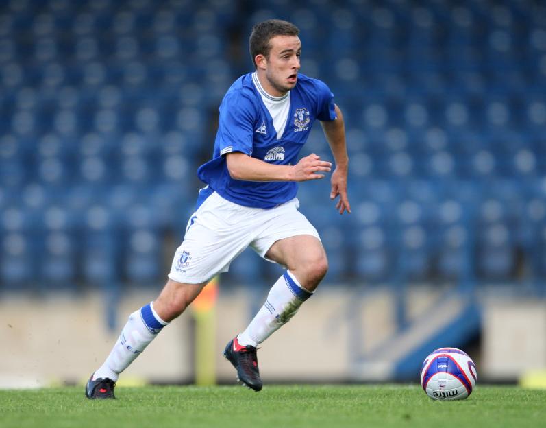 Jose Baxter, Everton footballer, running with the ball.