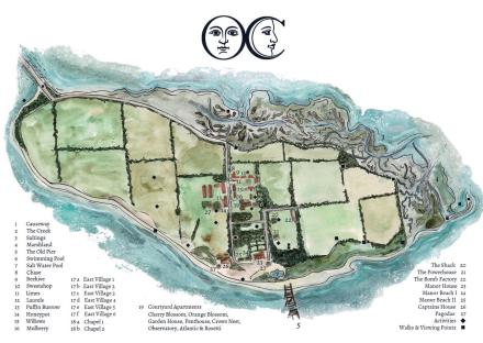 Illustration of Osea Island map showing property locations.