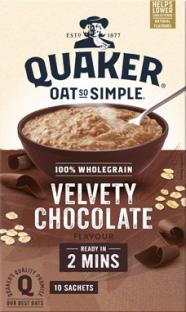 Quaker Oat So Simple Velvety Chocolate oatmeal.