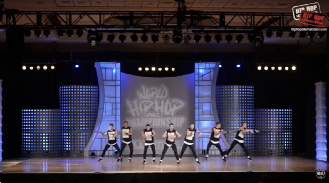 Screenshot of a hip hop dance crew performing at the World Hip Hop Dance Championship.