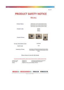Product recall notice for SPAR Enjoy Local Cooked Chicken products due to Listeria Monocytogenes.
