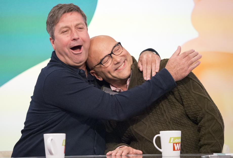 John Torode and Gregg Wallace hugging on Loose Women.