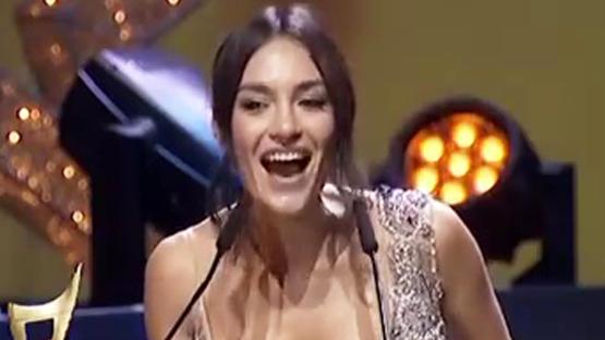 Albanian Laura Woods puts on busty display in elegant gown as she lands new hosting role
