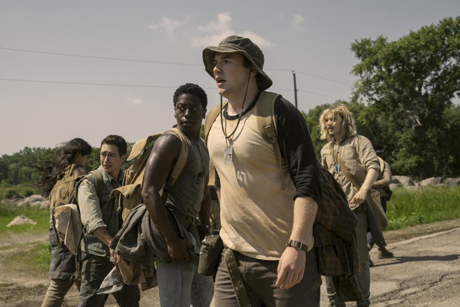 Still from *The Long Walk*, showing the main characters walking.