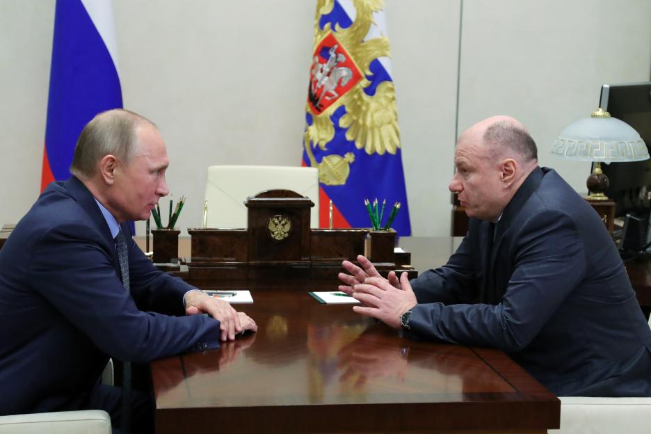 Vladimir Putin and Vladimir Potanin meeting.