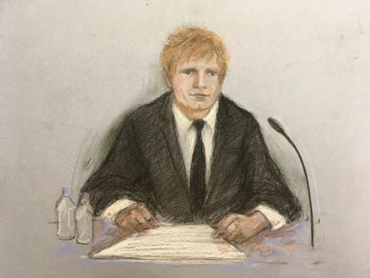 Court sketch of Ed Sheeran.