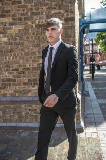 Brandon Williams, former Manchester United footballer, arriving at court for sentencing.