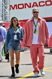 Diletta Leotta and Loris Karius walking hand-in-hand at the Monaco Grand Prix.