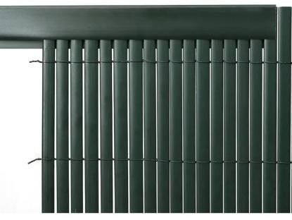 Dark green plastic fence screen.