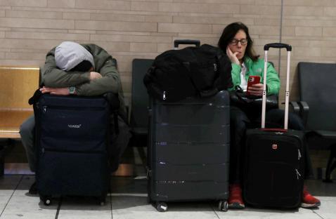 The scene at Edinburgh airport after the closure of Heathrow has thrown the country into travel chaos, March 21 2025.