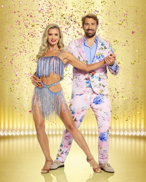 Nadiya Bychkova and Chris Robshaw in dance pose.
