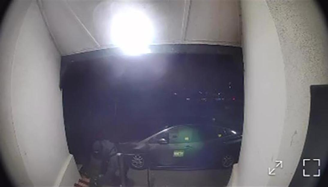 Security camera footage of a person appearing to set an arson attack at Peacehaven Mosque.
