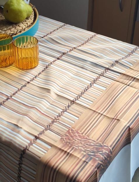 A flimsy sheet printed with a bamboo blind design.