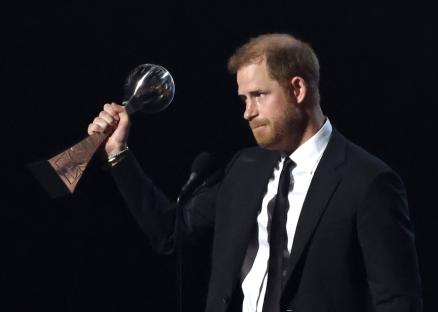 Prince Harry accepting the Pat Tillman Award.