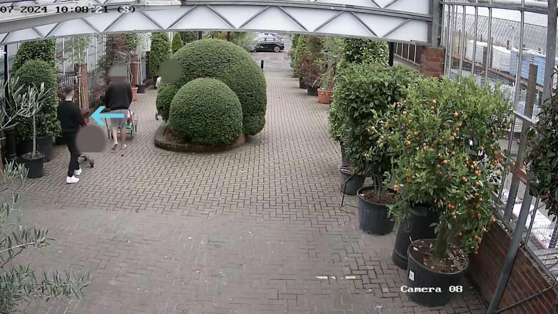 CCTV footage of Kyle Clifford at a garden center.