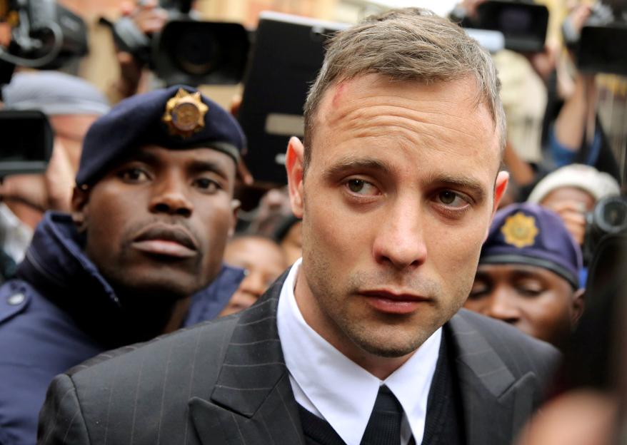 Oscar Pistorius leaving court.