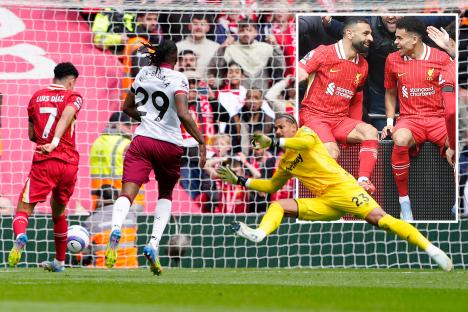 Liverpool 2 West Ham 1: Dramatic Van Dijk goal leaves Reds just two wins from title after Salah breaks Prem record