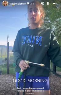 Stacey Solomon Instagram video: upset after BAFTA loss, watering plants.