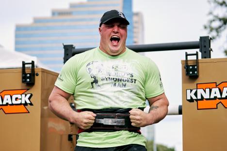 Mitchell Hooper competing in the World's Strongest Man competition.