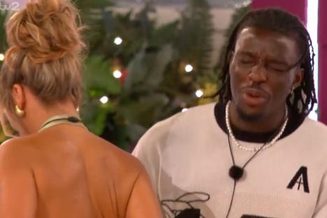 Watch the awkward moment Love Island’s Dejon is HIT in the face by Meg after romantic recoupling speech