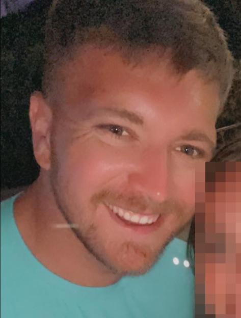 Detective Constable Niall Thubron with a blurred image of another person.