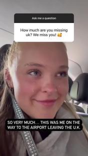 JoJo Siwa tearfully saying goodbye to the UK.