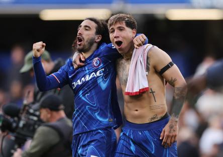 Chelsea's Marc Cucurella and Enzo Fernandez celebrating.