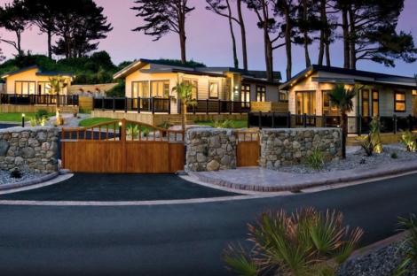 Luxury cabins at The Warren Resort and Spa in Abersoch, North Wales.