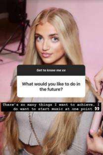 Princess Andre, Katie Price's daughter, in a photo with a question about her future plans.
