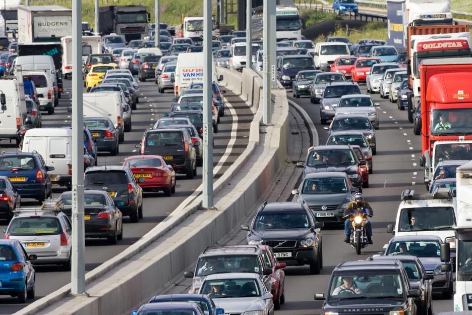 Traffic jam on a motorway.