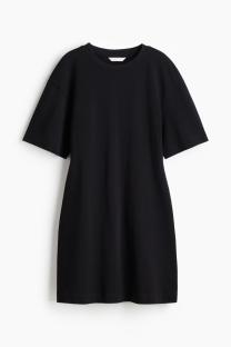 Black waisted t-shirt dress.