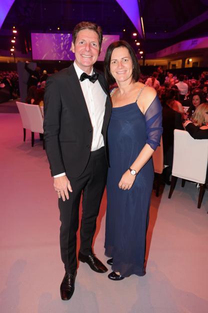 Oliver Glasner and his wife Bettina Glasner attend a gala.