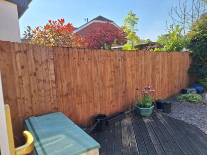 Wooden fence in a garden.