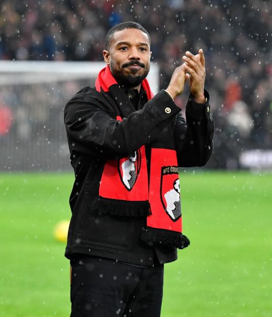 Michael B. Jordan, co-owner of AFC Bournemouth, on the pitch.